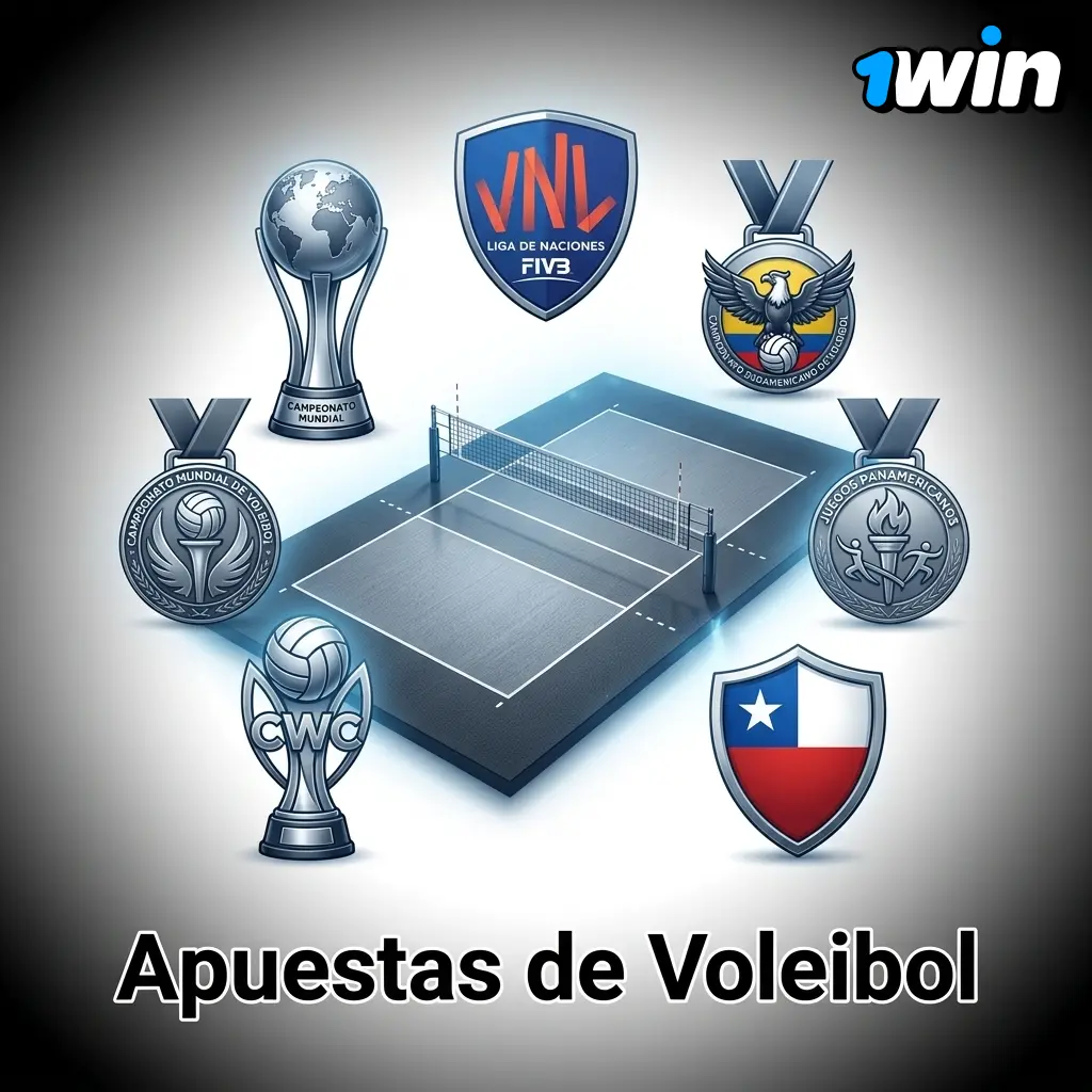 Volleyball betting at 1win Chile: FIVB League, World Championship, and Pan American tournaments with set and handicap markets.