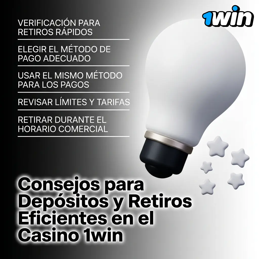 Tips for efficient deposits and withdrawals at 1win Casino: verification, payment methods, and bonuses.