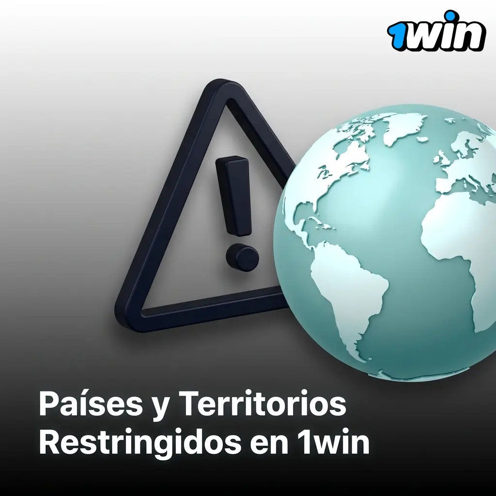 World map highlighting countries and territories restricted on 1win, including the USA, the UK, and Europe.